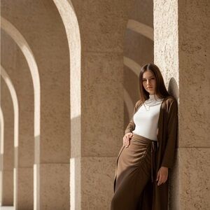 Elegant Brown Long Sleeve Dress